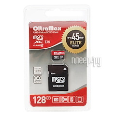 128Gb - OltraMax - Micro Secure Digital HC Class 10 OM128GCSDXC10UHS-1-ElU1 с переходником под SD (Оригинальная!) 